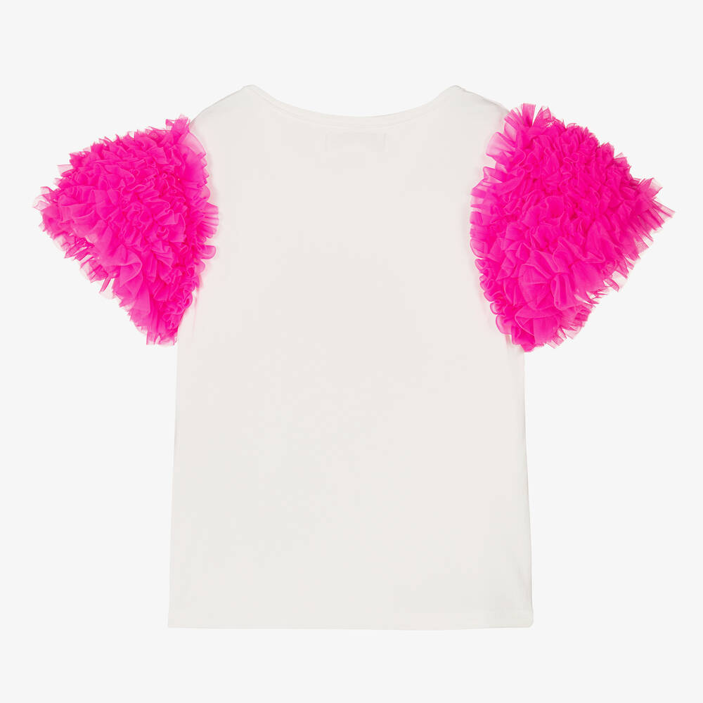 Angel's Face-Girls White & Neon Pink Tulle T-Shirt | Childrensalon Outlet
