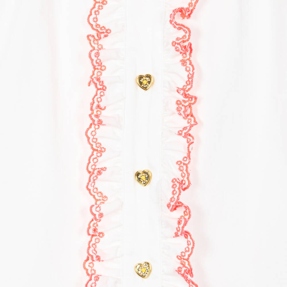 Angel's Face-Girls White & Orange Cotton Ruffle Blouse | Childrensalon Outlet