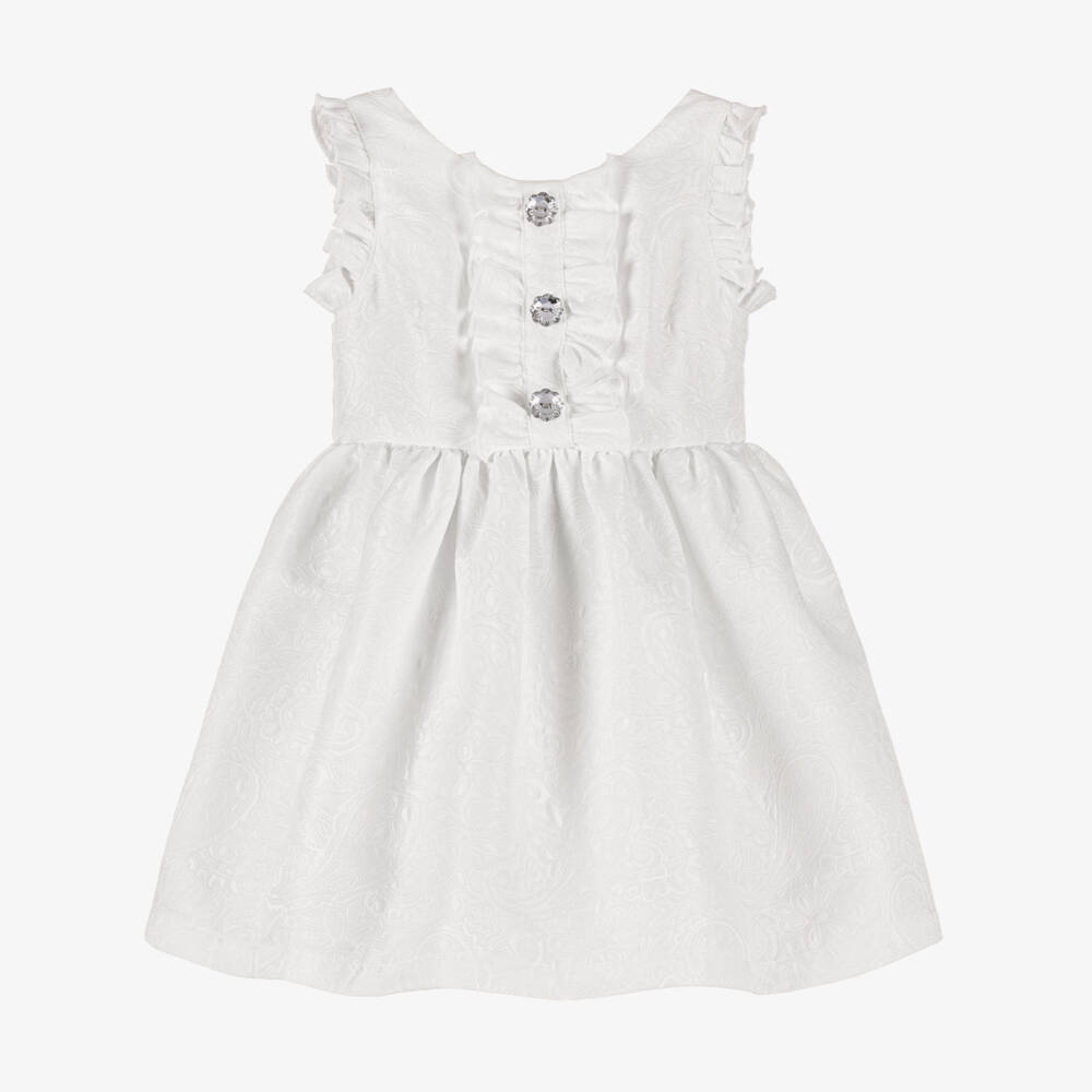 Angel's Face-Girls White Paisley Jacquard Dress | Childrensalon Outlet