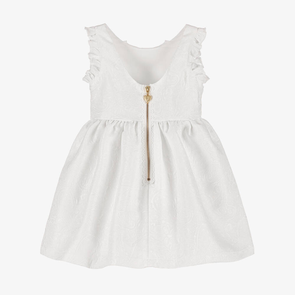 Angel's Face-Girls White Paisley Jacquard Dress | Childrensalon Outlet