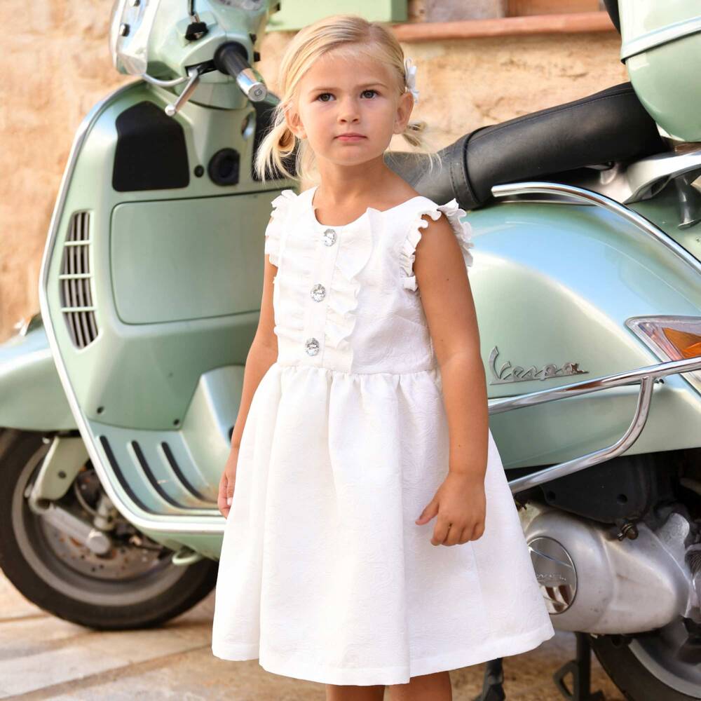 Angel's Face-Girls White Paisley Jacquard Dress | Childrensalon Outlet
