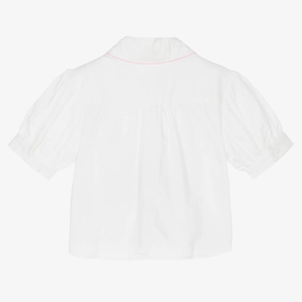 Angel's Face-Girls White & Pink Cotton Blouse | Childrensalon Outlet