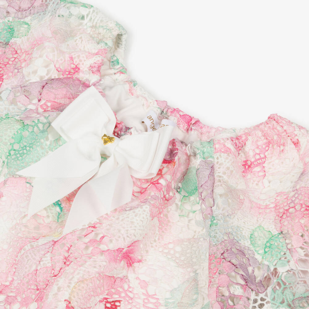 Angel's Face-Girls White & Pink Guipure Lace Blouse | Childrensalon Outlet
