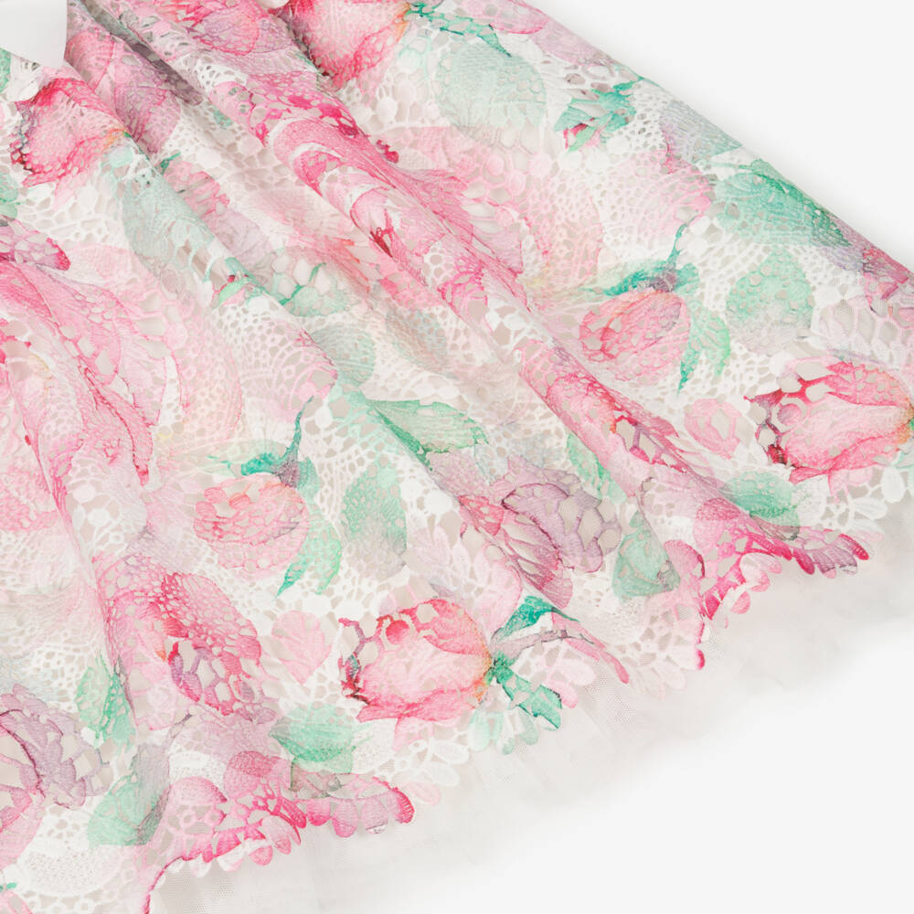 Angel's Face-Girls White & Pink Guipure Lace Dress with Logo Bow | Childrensalon Outlet