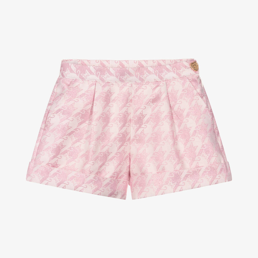 Angel's Face - Girls White & Pink Jacquard Shorts | Childrensalon