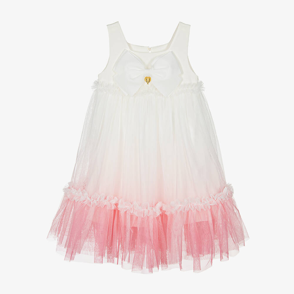 Angel's Face - Бело-розовое платье из тюля с эффектом омбре | Childrensalon