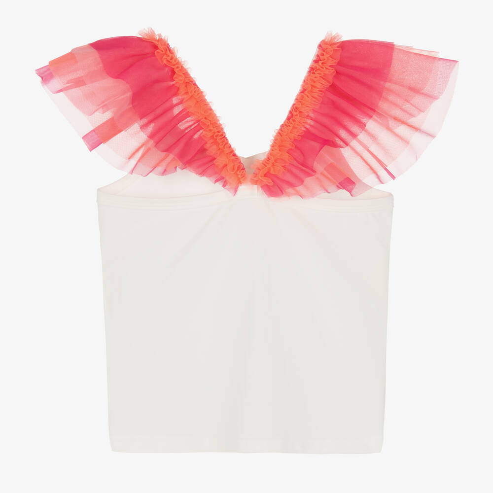Angel's Face-Girls White & Pink Tulle Ruffle Top | Childrensalon Outlet