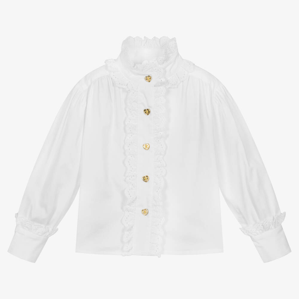 Angel's Face-Girls White Ruffled Cotton Blouse | Childrensalon Outlet