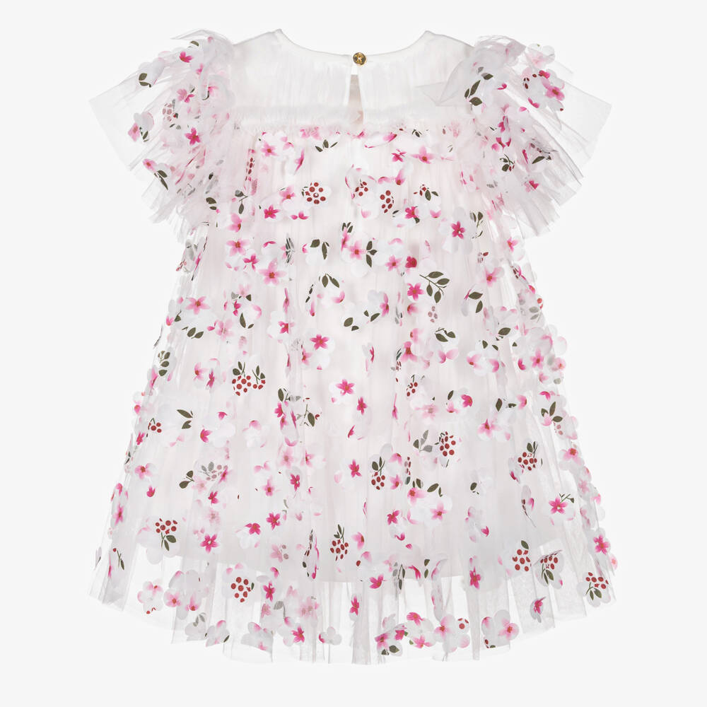 Angel's Face-Платье из белого и розового тюля с цветами | Childrensalon Outlet