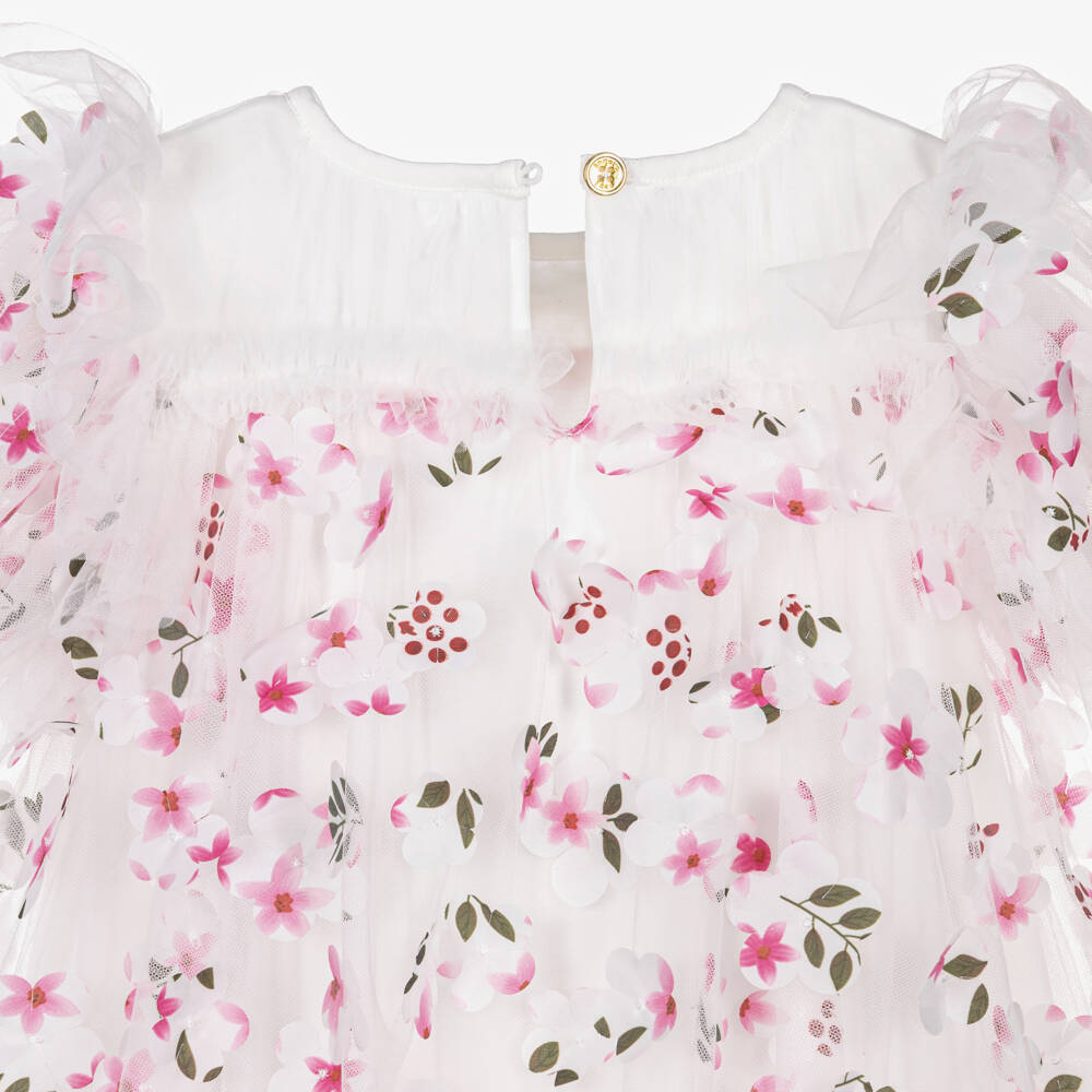 Angel's Face-Платье из белого и розового тюля с цветами | Childrensalon Outlet