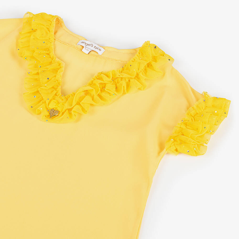 Angel's Face-Girls Yellow Chiffon Sequinned Kaftan | Childrensalon Outlet