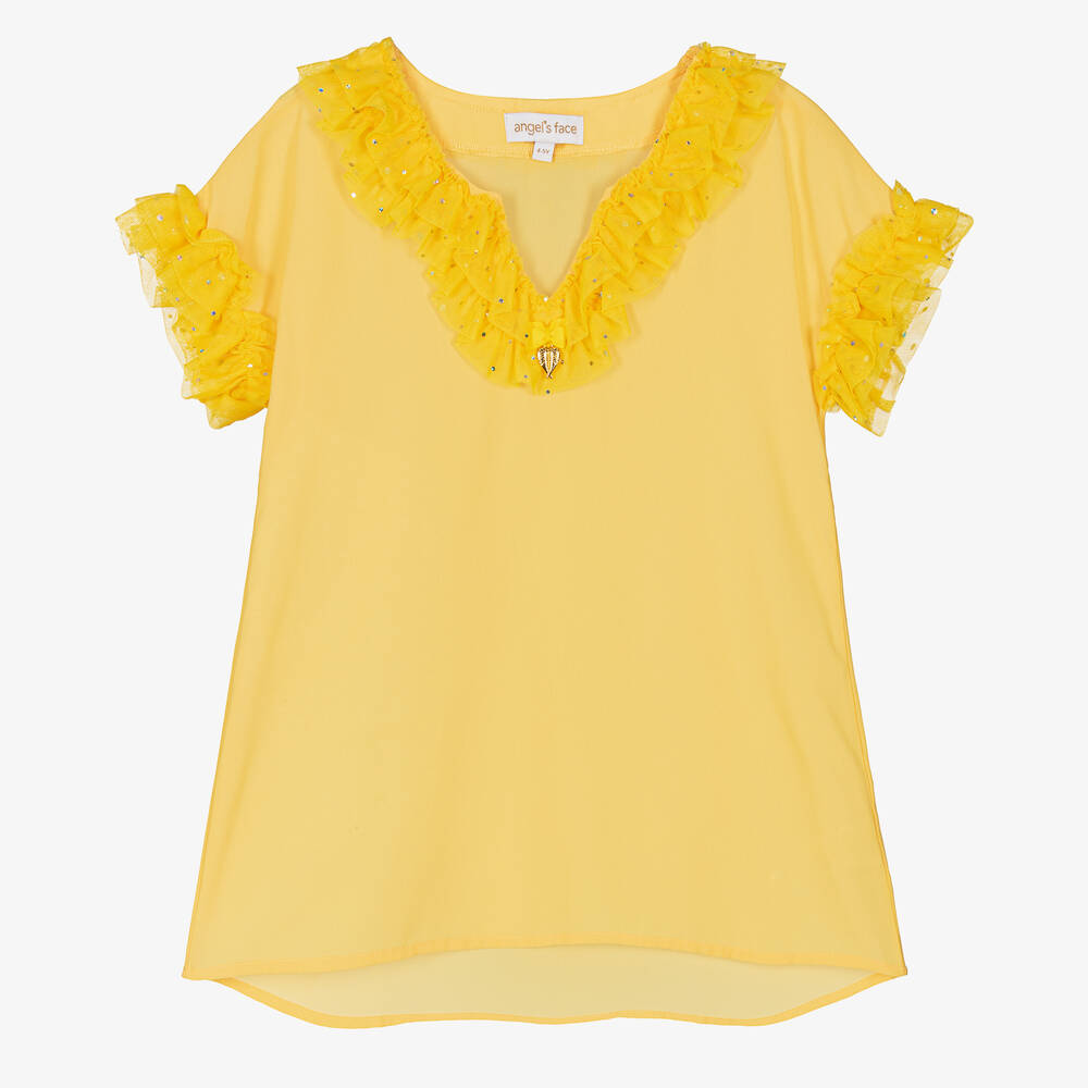 Angel's Face-Girls Yellow Chiffon Sequinned Kaftan | Childrensalon Outlet