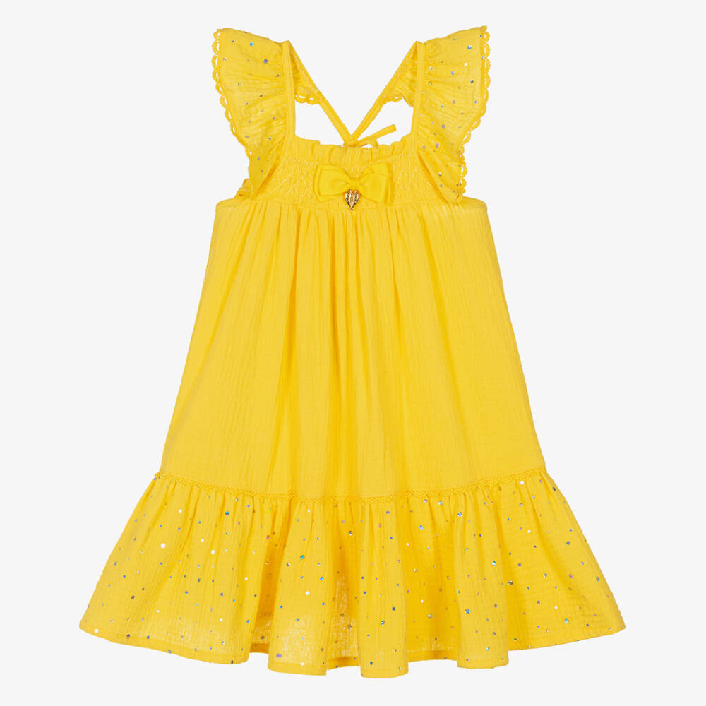 Angel's Face-Жёлтое пляжное платье из хлопка для девочек | Childrensalon Outlet