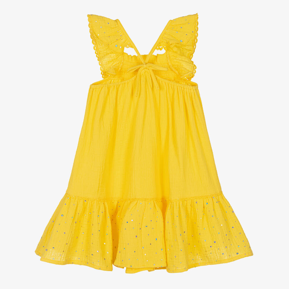 Angel's Face-فستان شاطئ قطن لون أصفر | Childrensalon Outlet