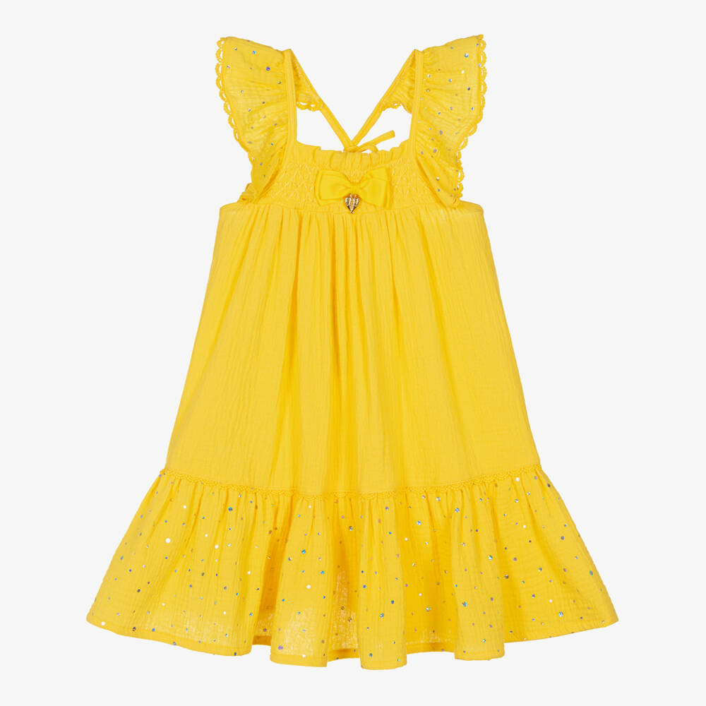 Angel's Face-Girls Yellow Cotton Beach Dress | Childrensalon Outlet