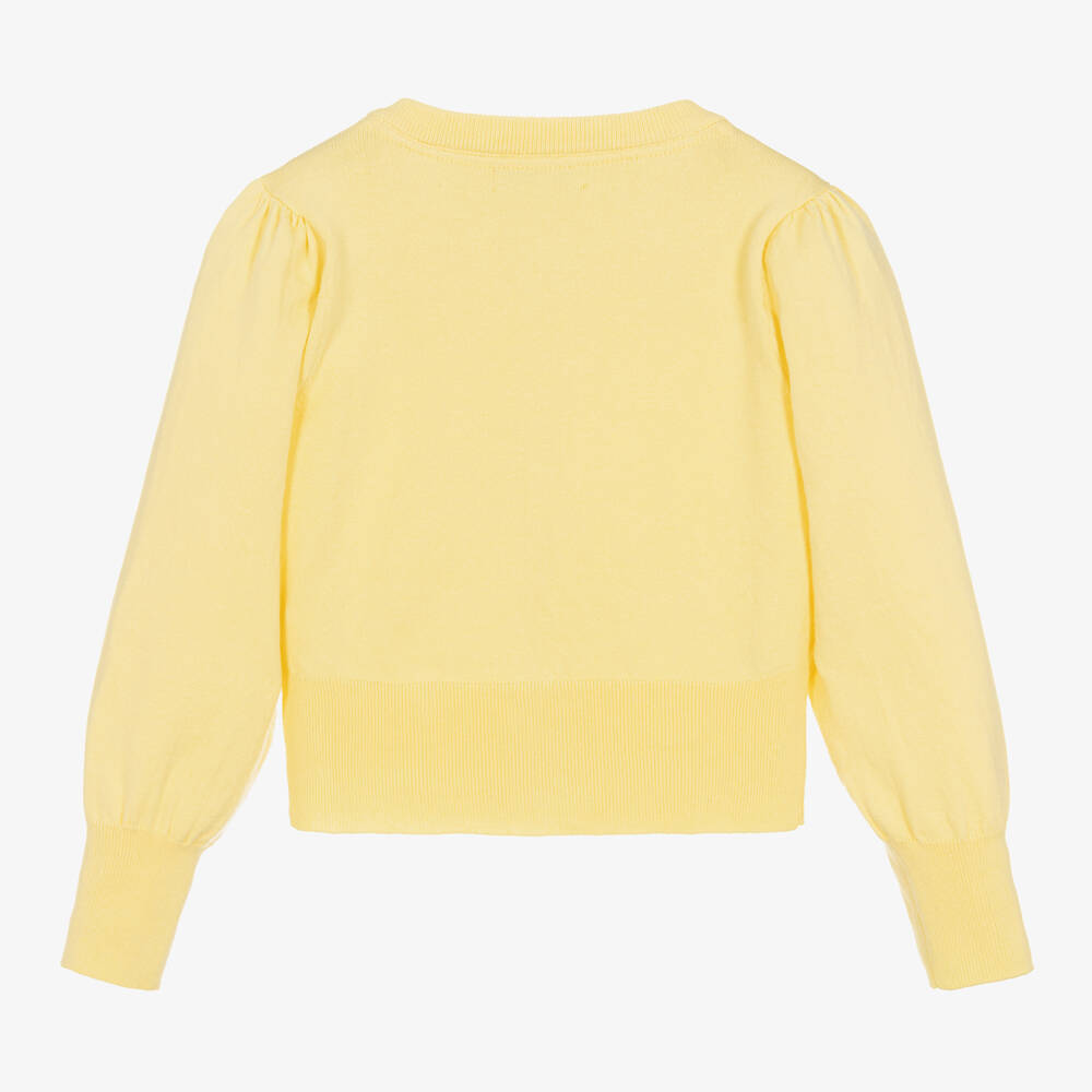 Angel's Face - Girls Yellow Cotton Bow Cardigan