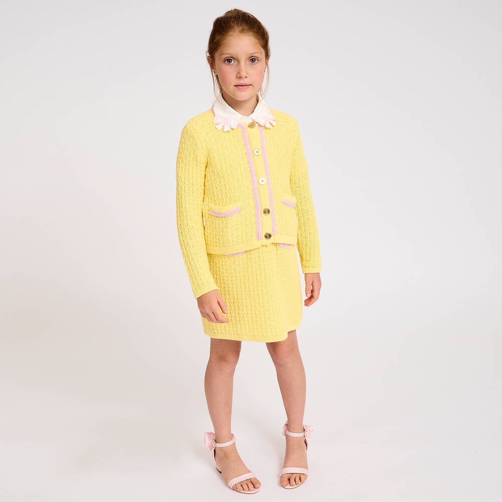 Angel's Face - Girls Yellow Cotton Knit Skirt