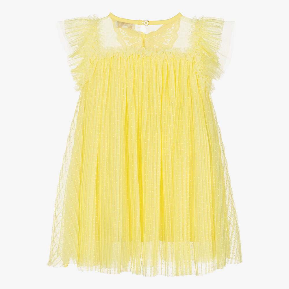 Angel's Face-Girls Yellow Pleated Tulle Dress | Childrensalon Outlet