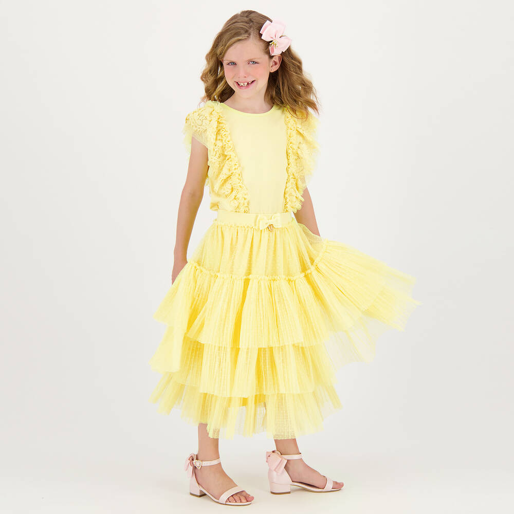 Angel's Face-Girls Yellow Pleated Tulle Skirt | Childrensalon Outlet