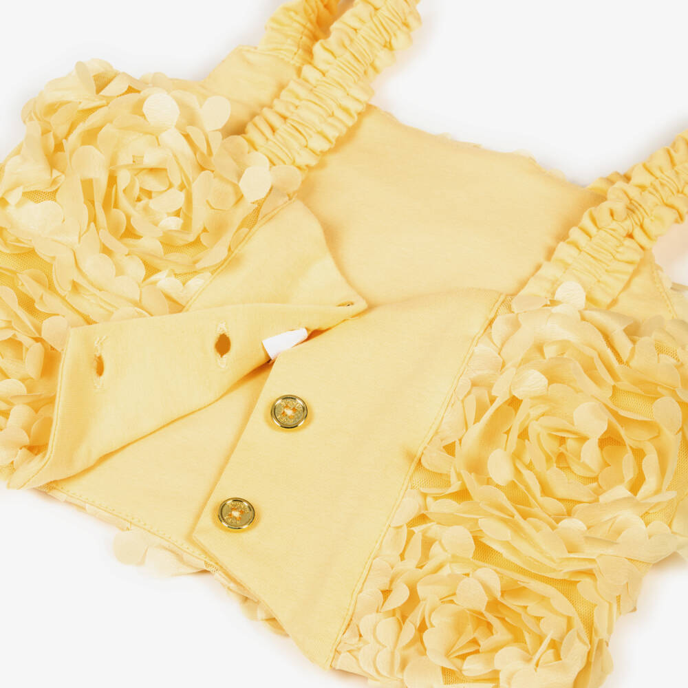 Angel's Face-Girls Yellow Top & Skirt Set with 3D Flowers | Childrensalon Outlet