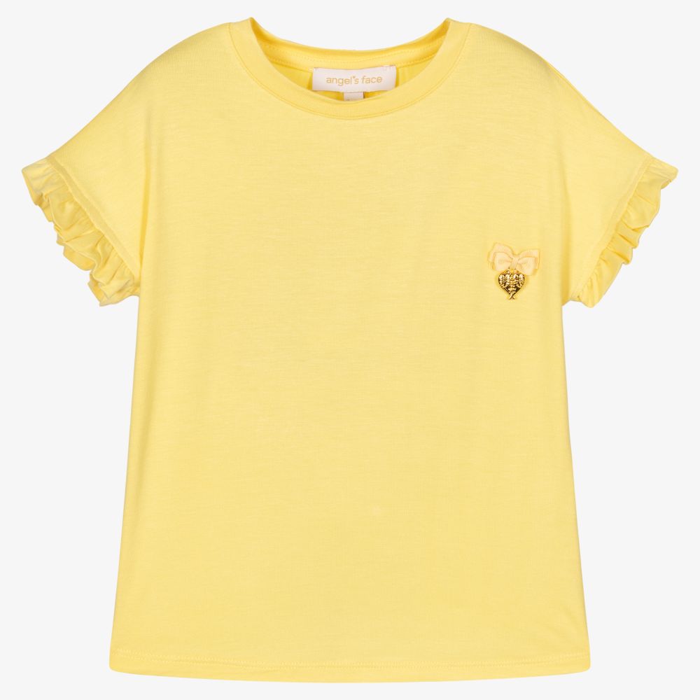 Angel's Face - Girls Yellow Wings T-Shirt | Childrensalon