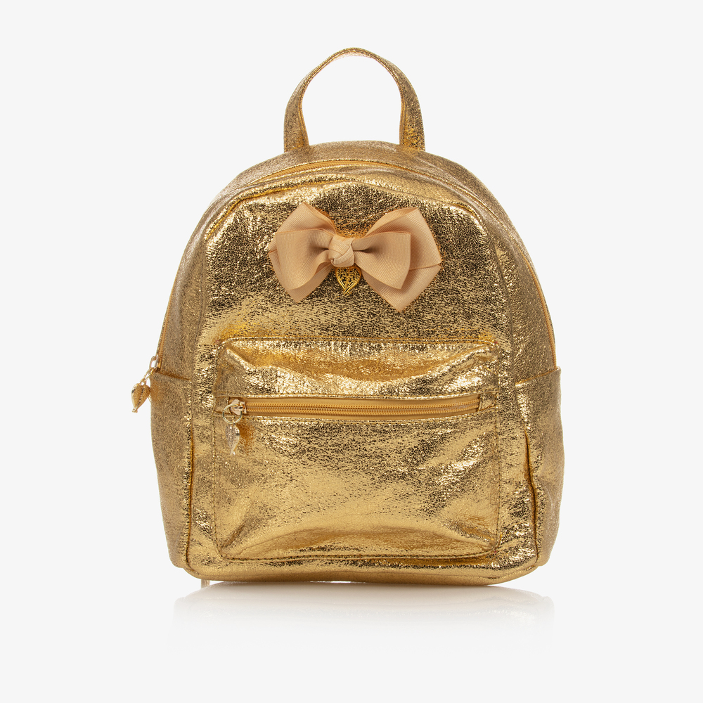 Angel's Face - Gold Bow Backpack (26cm) | Childrensalon
