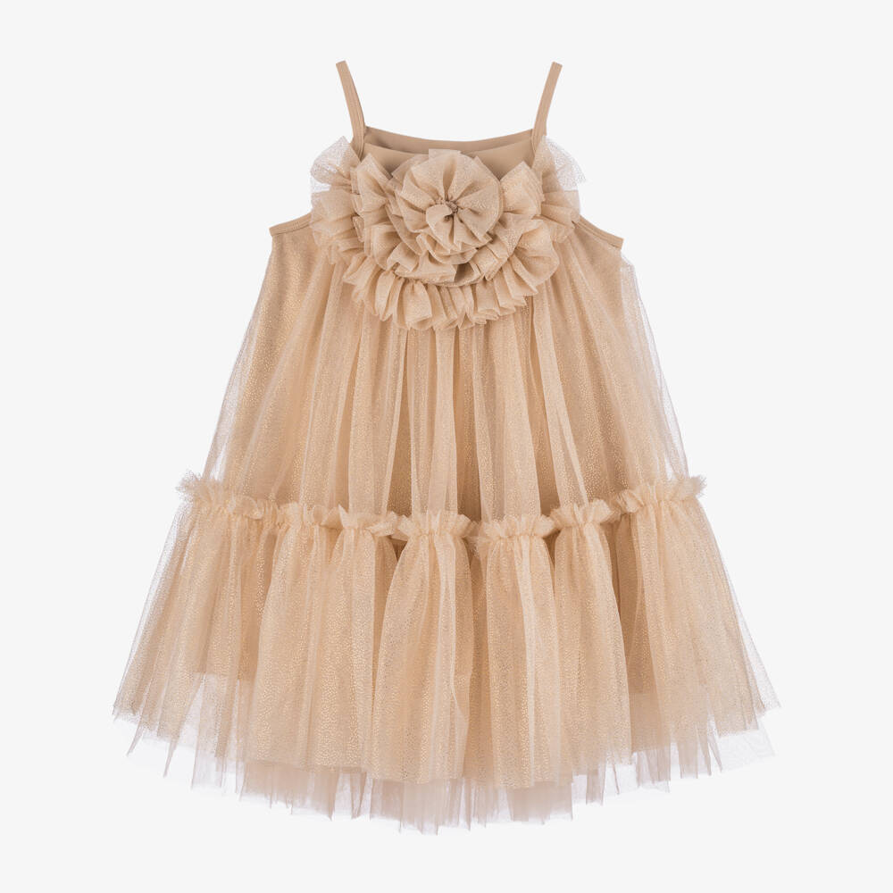 Angel's Face-Golden Ruffle Tulle Gown for Girls | Childrensalon Outlet