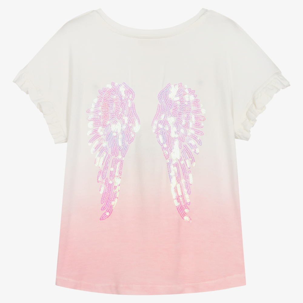 Angel's Face-Кремово-розовая футболка с эффектом дип-дай | Childrensalon Outlet