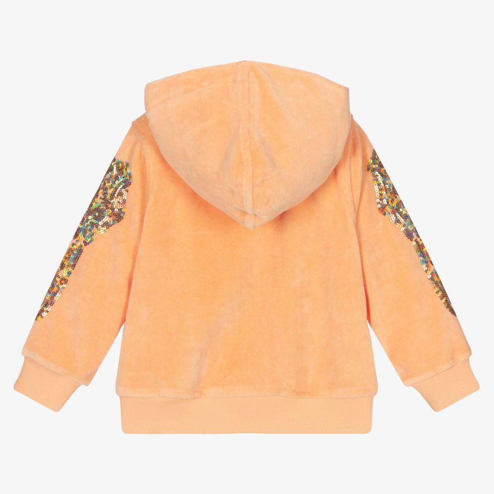 Angel's Face-Orange Velour Wings Zip-Up Top | Childrensalon Outlet