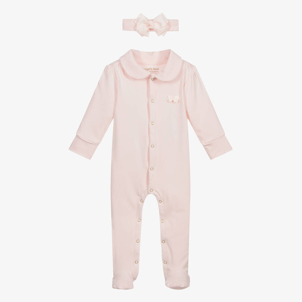 Angel's Face - Pink Cotton Babysuit Set | Childrensalon