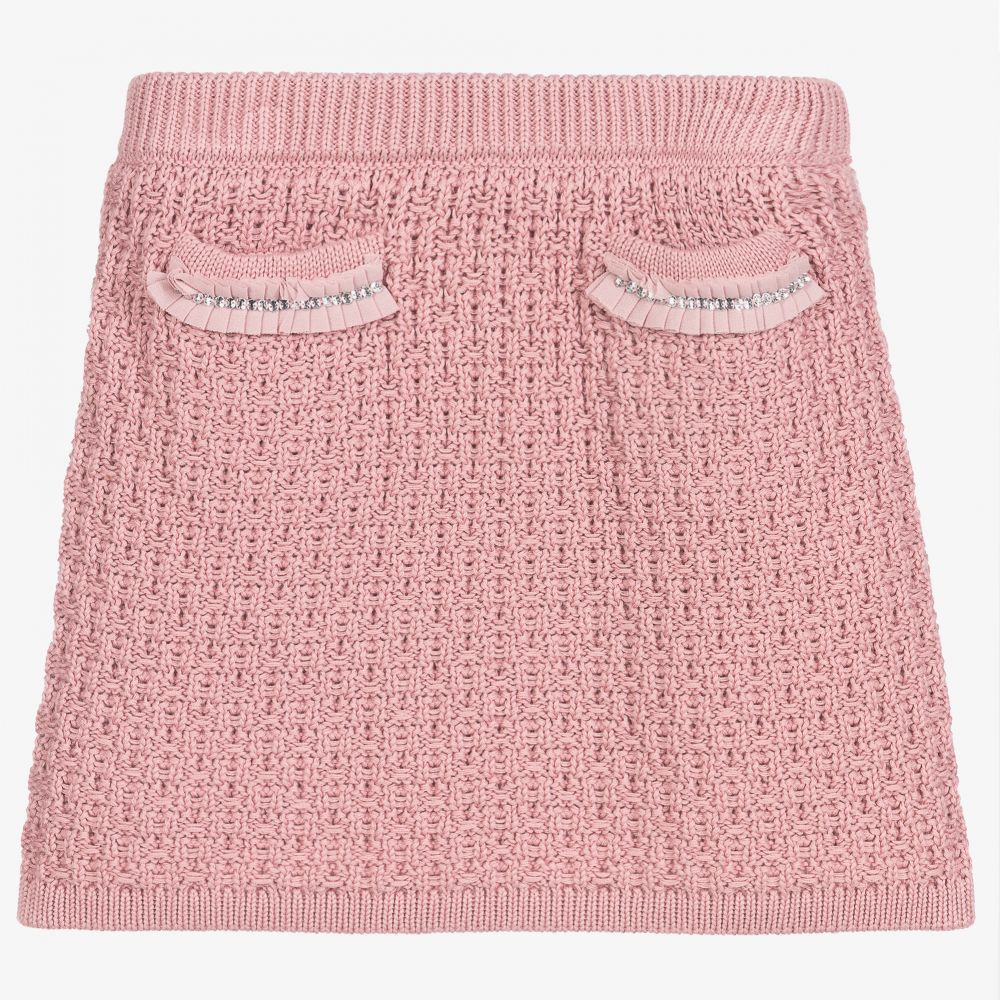 Angel's Face - Pink Cotton Knitted Skirt | Childrensalon