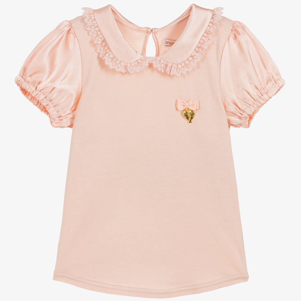 Angel's Face-Pink Cotton & Satin Top | Childrensalon Outlet