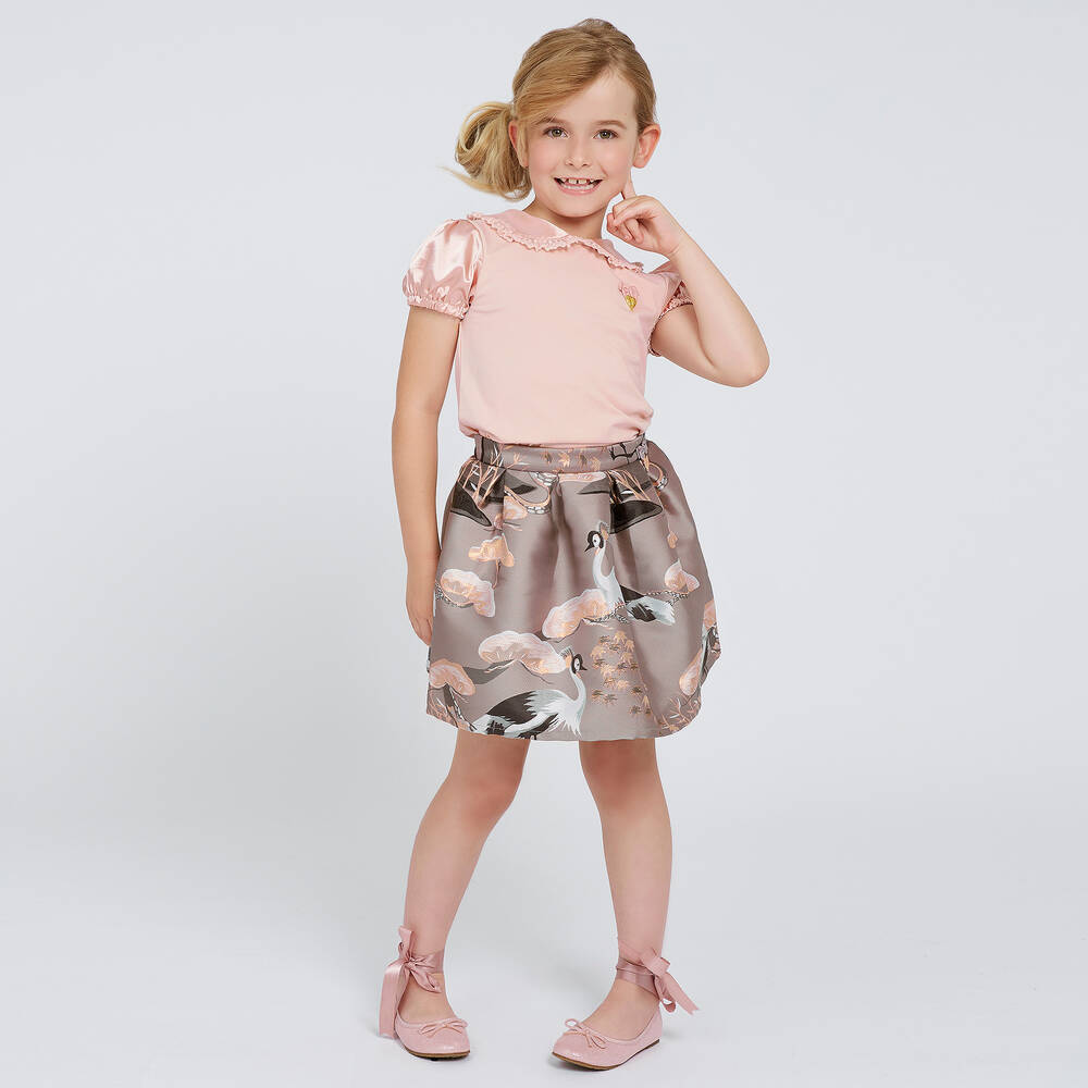 Angel's Face-Pink Cotton & Satin Top | Childrensalon Outlet