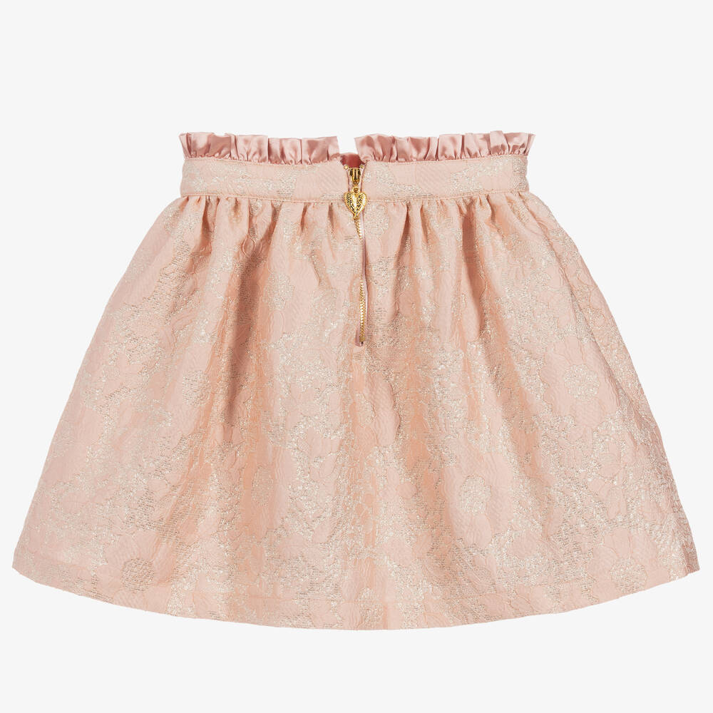 Angel's Face-Pink & Gold Jacquard Skirt | Childrensalon Outlet