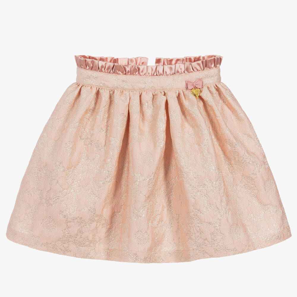 Angel's Face - Pink & Gold Jacquard Skirt | Childrensalon