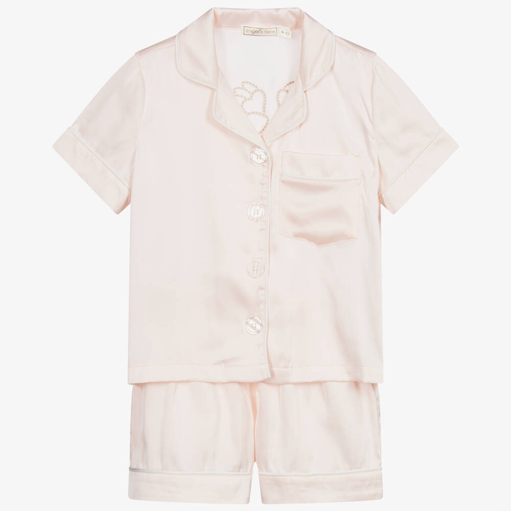 Angel's Face - Rosa Kurzpyjama aus Satin | Childrensalon