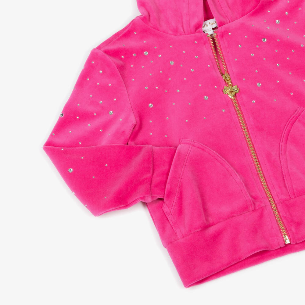 Angel's Face-Розовый велюровый блестящий худи на молнии для девочек | Childrensalon Outlet