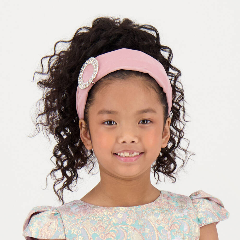Angel's Face-Pink Velvet Brooch Hairband | Childrensalon Outlet