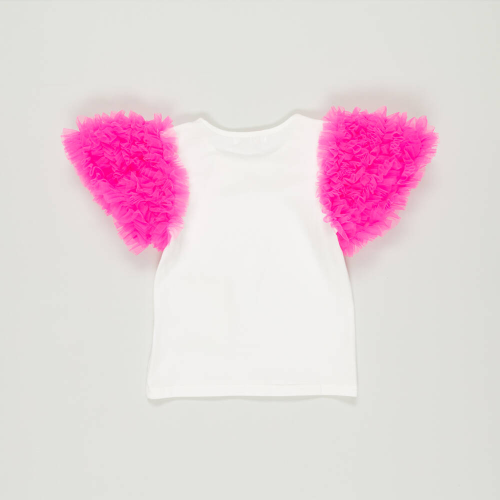 Angel's Face-Preloved Girls White & Neon Pink Tulle T-Shirt (4-5 years) | Childrensalon Outlet