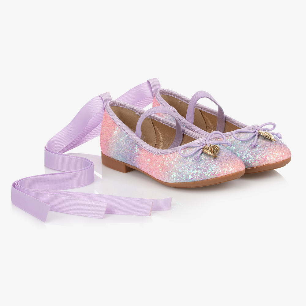Angel's Face - Purple Rainbow Ballerina Shoes | Childrensalon