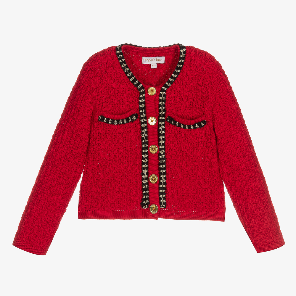 Angel's Face - Red & Black Knitted Jacket | Childrensalon