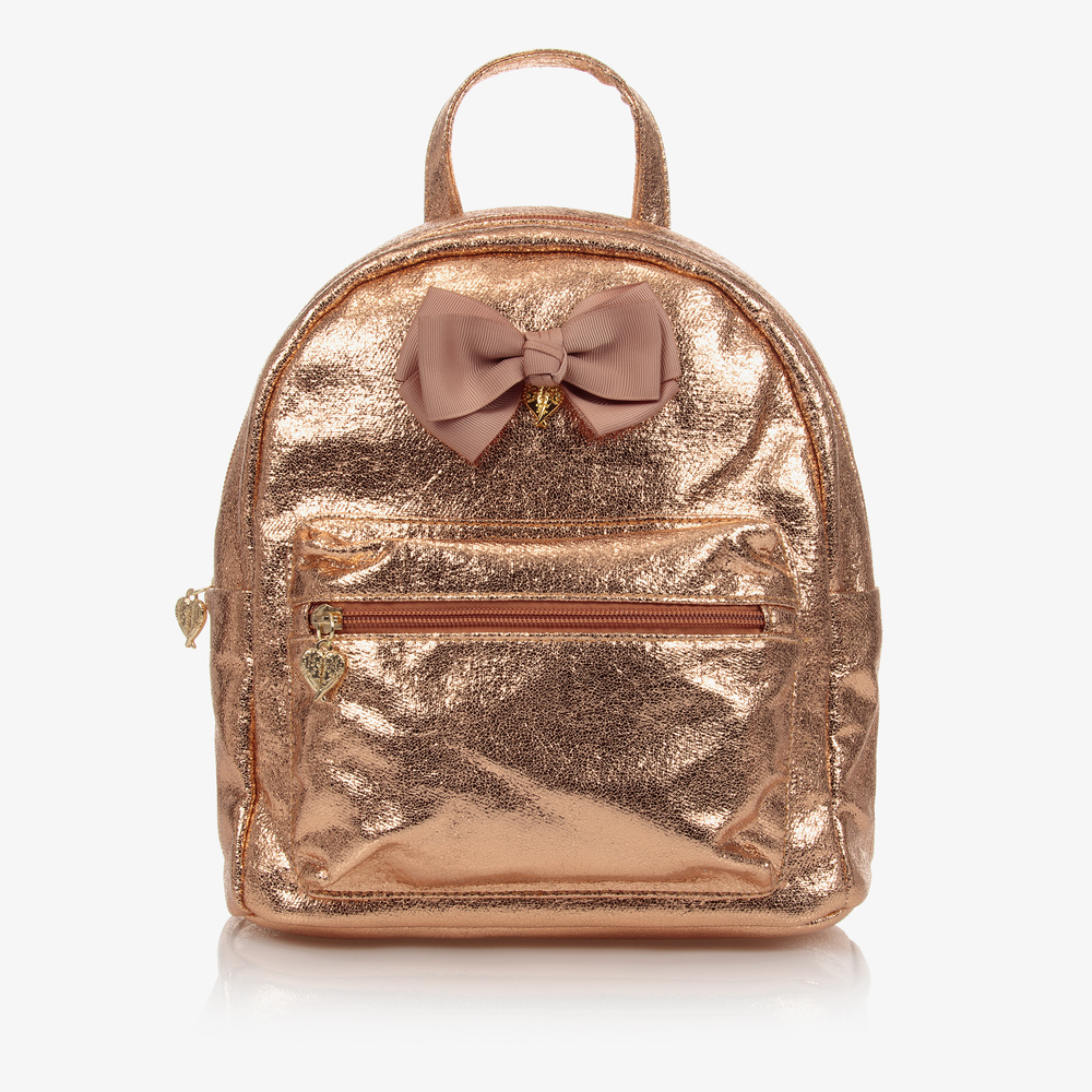 Angel's Face - Rose Gold Bow Backpack (26cm) | Childrensalon