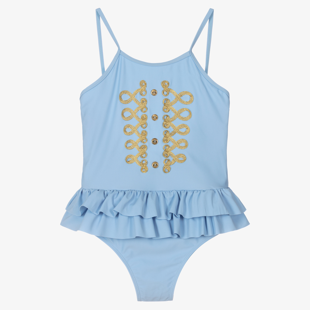 Angel's Face - Teen Blue Frill Swimsuit | Childrensalon