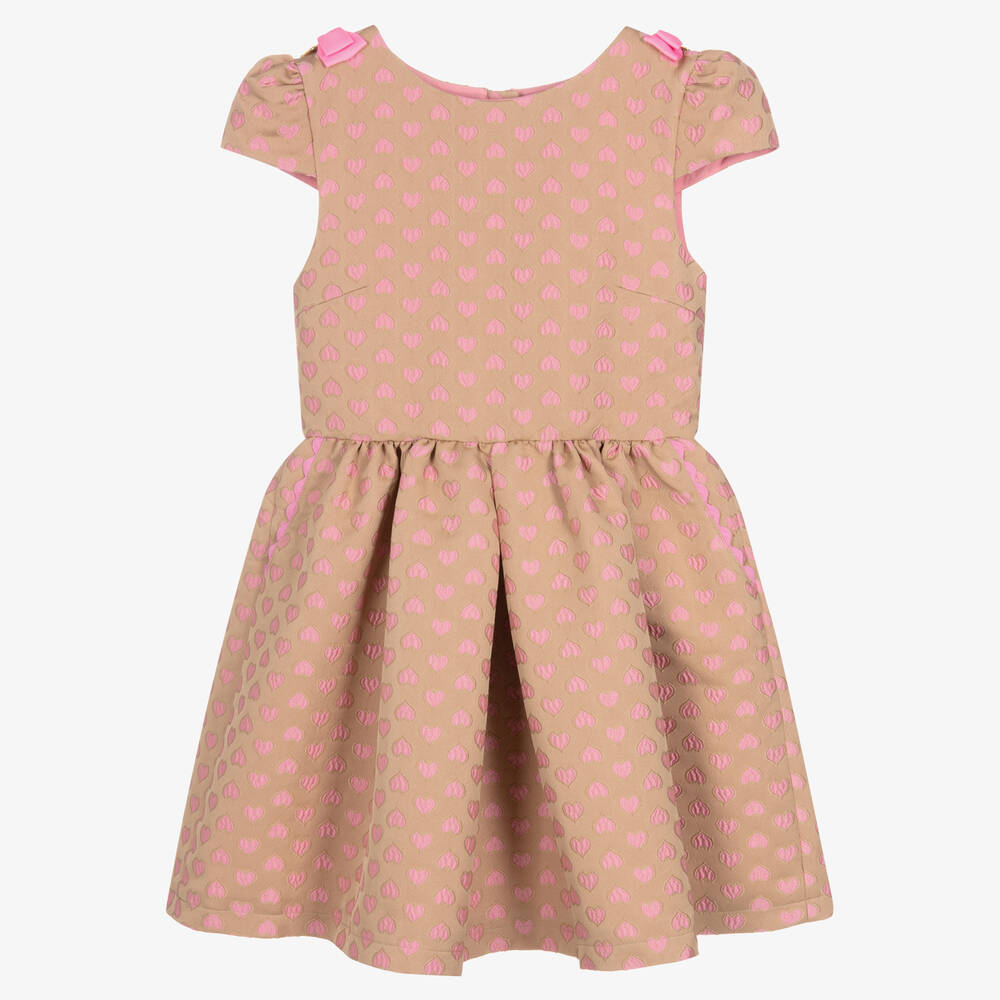 Angel's Face - Teen Girls Beige & Pink Hearts Dress | Childrensalon