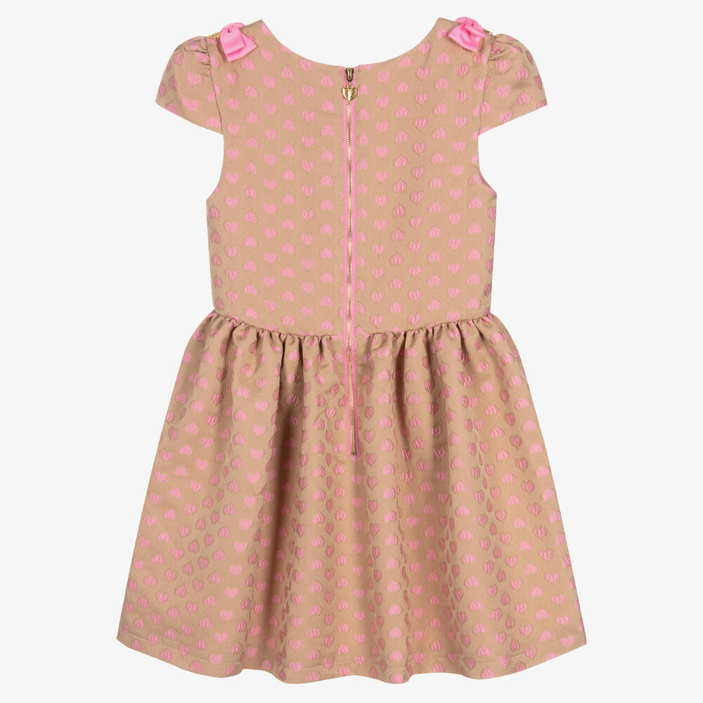 Angel's Face-Бежево-розовое платье с сердечками | Childrensalon Outlet