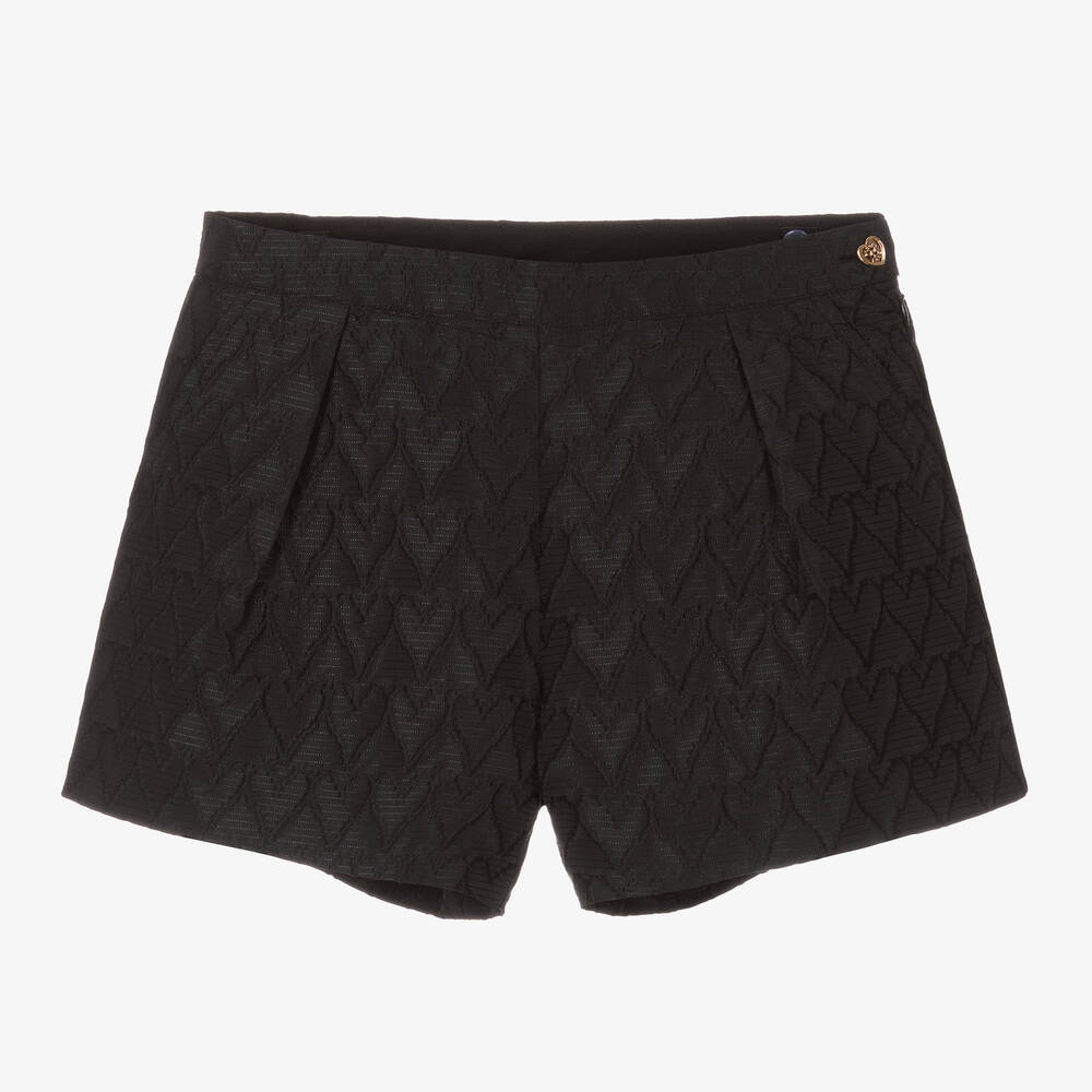 Angel's Face - Schwarze Jacquard-Shorts mit Herzen | Childrensalon