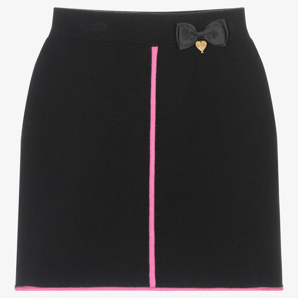 Angel's Face - Teen Girls Black & Pink Knitted Skirt | Childrensalon