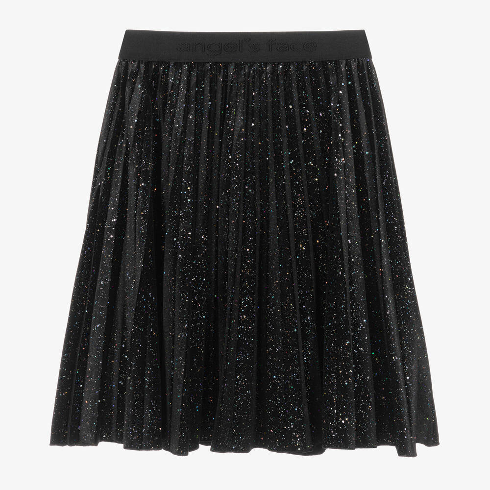 Angel's Face - Teen Girls Black Sparkly Velour Skirt | Childrensalon