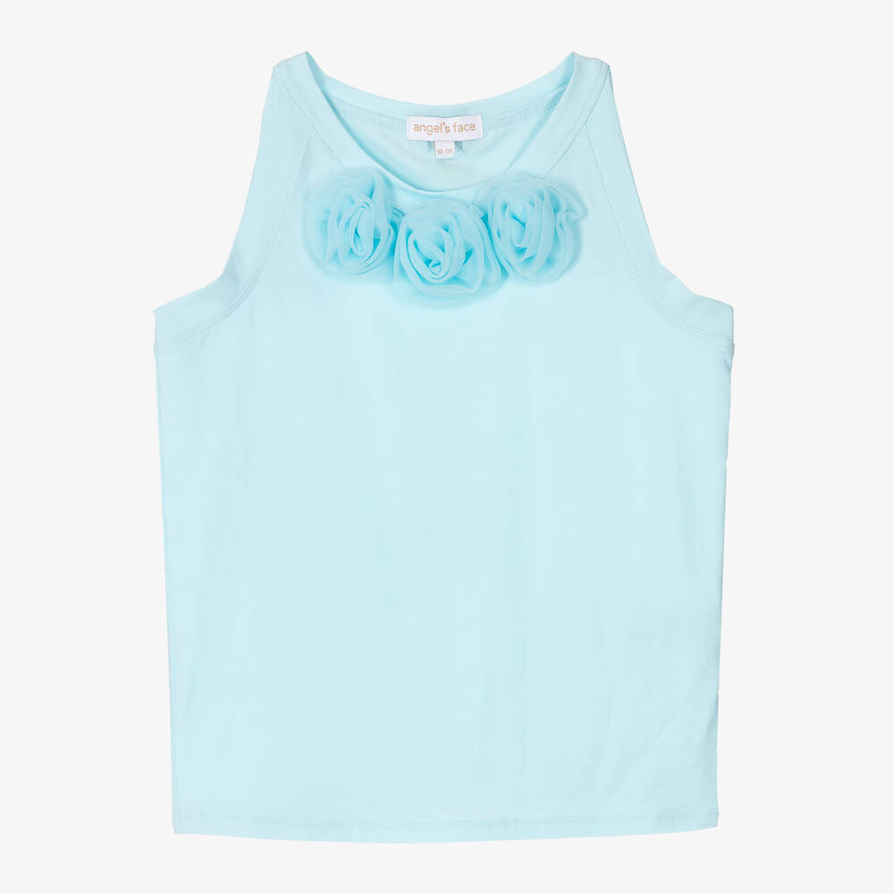 Angel's Face-Teen Girls Blue Cotton Sleeveless Top | Childrensalon Outlet