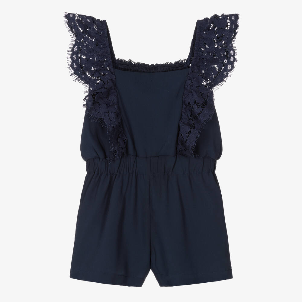 Angel s Face Teen Girls Blue Crepe Lace Playsuit